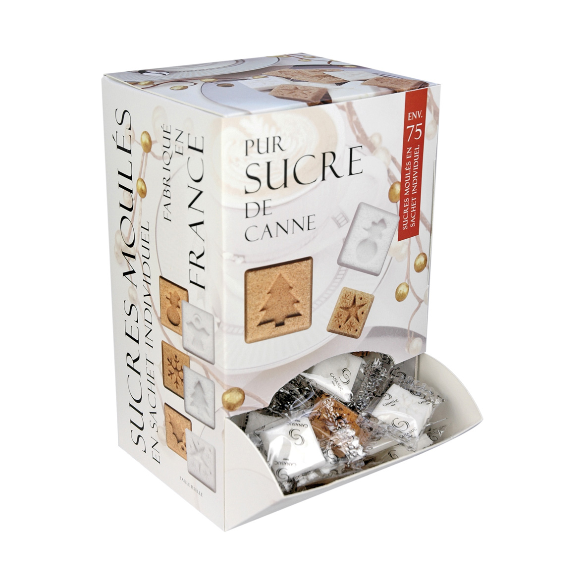 Boîte distributrice de sucres aux motifs de Noël