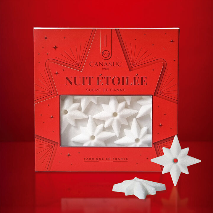 Coffret rouge de sucres en forme d'étoile